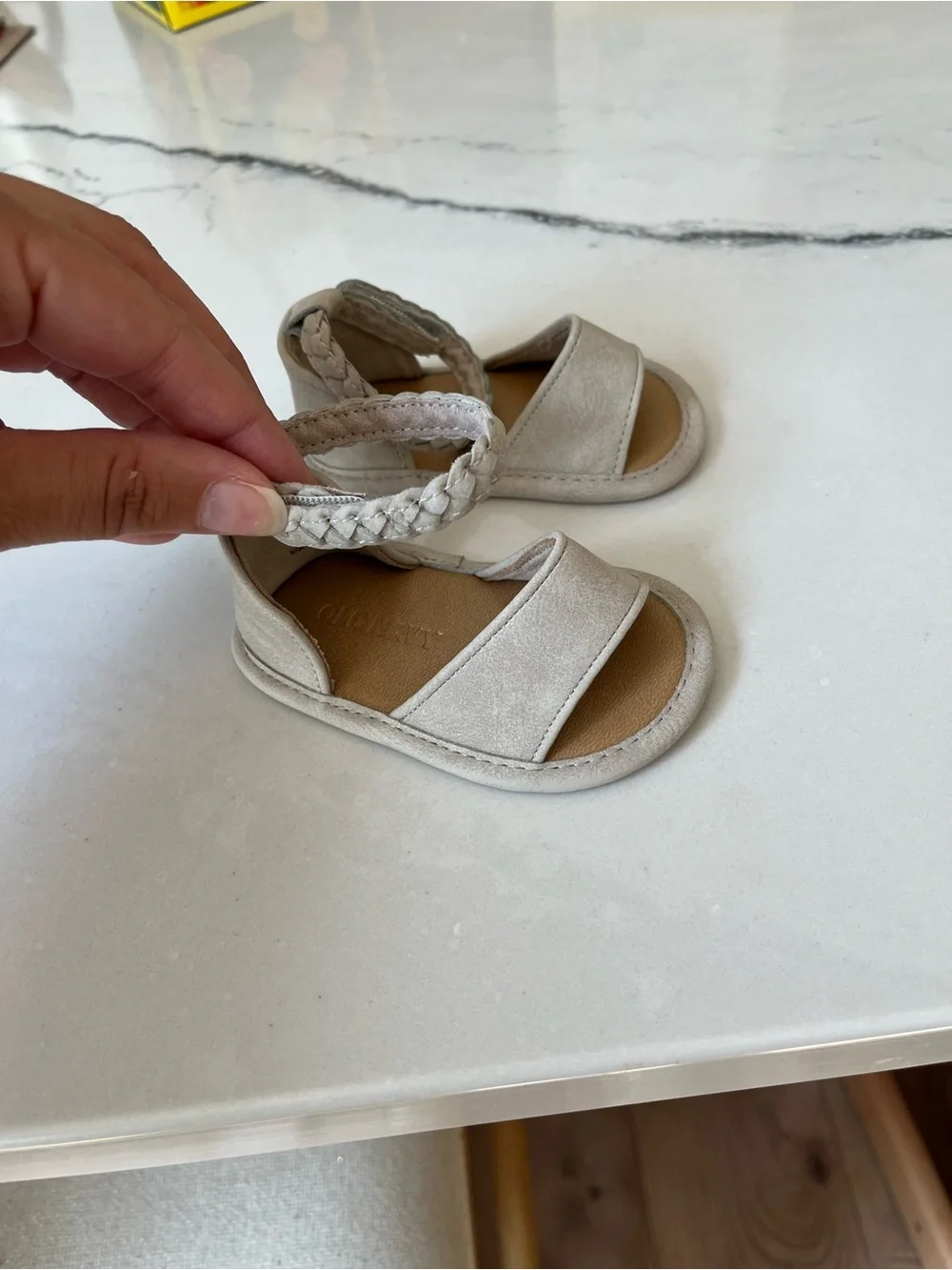 Baby girl Braided Strap Sandals in Light Beige